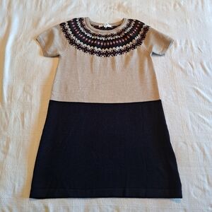 Brooks Brothers girls size XL sweater dress, faire Isle taupe & navy